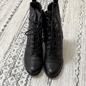 White Mountain Black Lace-Up Women's Boots